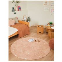Lorena Canals - Tapis enfant rond lavable en machine coton Round Dot Rose Ø140