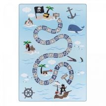 Jadorel - Tapis enfant Lavable 30° 100x150 bleu tresors