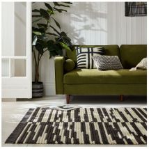 Flair Rugs - Tapis ethnique avec franges berbère mèches courtes Lina Monochrome 120x170
