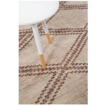 Deladeco - Tapis ethnique berbère plat laine et jute Karo Naturel 140x200