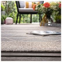 Deladeco - Tapis ethnique plat intérieur et extérieur berbère Mia Taupe 120x170
