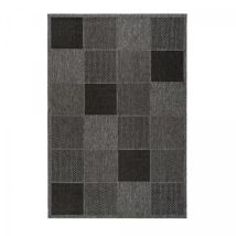 Jadorel - Tapis extérieur kilim 120x170 gris clair et gris foncé clair