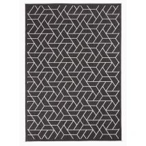 Tapis extérieur, kilim reversible EX1 bri 120x170 noir et crème
