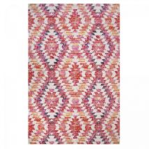 Jadorel - Tapis extérieur kilim 150x220 rose et rouge rectangle sandrine