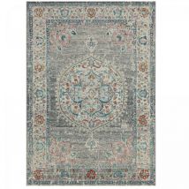 Unamourdetapis - Tapis extérieur kilim 80x150 gris et bleu rectangle salout b