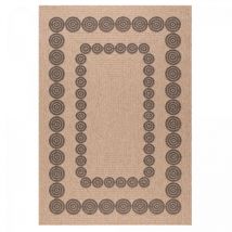 Jadorel - Tapis extérieur kilim 60x180 beige et noir rectangle jute art 8