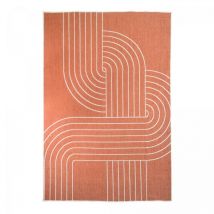 Dezenco - Tapis extérieur, kilim reversible EX1 cog 120x170 Terracota et crème