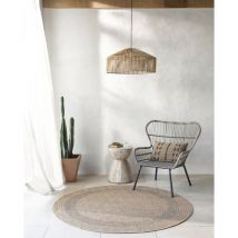 Surya - Tapis Rond Extérieur/Intérieur Aspect Jute Beige/Noir ø 160 cm