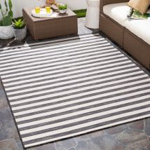 Surya - Tapis d'Extérieur/Intérieur Rayé Noir/Ivoire 80x150 cm