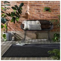 Flair Rugs - Tapis extérieur et intérieur plat contemporain Weave Charbon 133x170