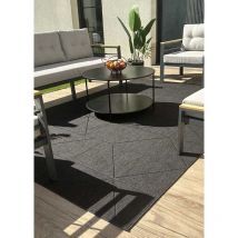 Toutapis - Tapis extérieur intérieur effet jute géométrique gris anthracite bodrum 26 facile d'entretien 200x290