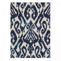 Sanderson - Tapis extérieur kilim 200x280 bleu et beige rectangle kasuri