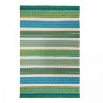 Designers Guild - Tapis extérieur kilim fait main 160x260 vert et bleu rectangle