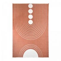Dezenco - Tapis extérieur, kilim reversible EX1 arco 160x230 Terracota et crème