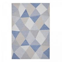 Unamourdetapis - Tapis extérieur kilim 80x150 bleu et gris rectangle oulence 3