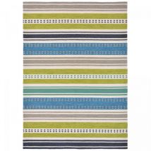 Scion - Tapis extérieur kilim 250x350 vert et bleu rectangle rivi