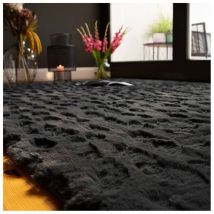 Tapis extra doux effet 3D design Cherine Anthracite 160x230