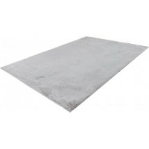 Lalee - Tapis extra doux en polyester uni rectangle Emotion Argenté 60x110