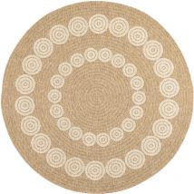 Avril Paris - Tapis extérieur rond - 160cm - naturel - 100% polypropylène résistant aux uv - 1400 gr/m² - liak