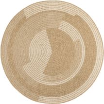 Tapis extérieur rond - 160cm - naturel - 100% polypropylène résistant aux UV - 1400 gr/m² - OXANA