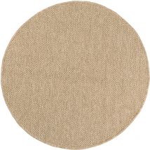 Avril Paris - Tapis extérieur rond - 120cm - naturel - 100% polypropylène résistant aux uv - 1400 gr/m² - lys
