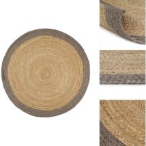 Tapis fait à la main Jute avec bord gris 240 cm - Tapis - Tapis De Sol - Tapis En Jute - Tapis Rond