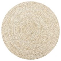 Inlife - Alfombra hecha a mano Yute Blanco y natural 90 cm DEC023517