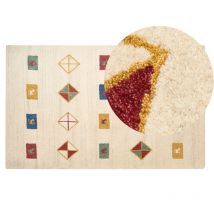 Beliani - Tapis Gabbeh Fait Main avec Motif Animaux 140 x 200 cm en Laine Beige Misinli