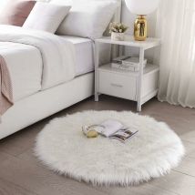 Ersandy - Tapis Faux en Peau de Mouton,Imitation Toison Moquette Fluffy Soft Longhair Décoratif Coussin de Chaise Canapé Natte (Blanc, 60x60cm)