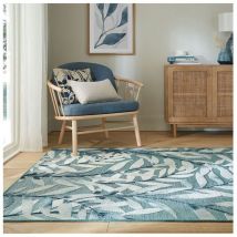 Flair Rugs - Tapis floral extérieur et intérieur moderne Willow Bleu 160x230