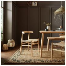 Flair Rugs - Tapis floral jute rectangle design Maisie Naturel 200x290