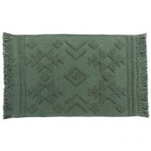 Tapis à franges 60x90 cm Cilaos kaki coton jacquard