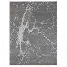 Tapis salon et chambre en laine 250x300 gris fait main motif abstrait fusion 2