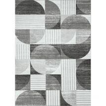 Tapis motifs géométriques gris salon chambre DAKOTA 03 anti dérapant isolant à poils courts TOUTAPIS 120x170