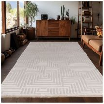 Tapis géométrique design effet 3D Lamego Beige 240x340