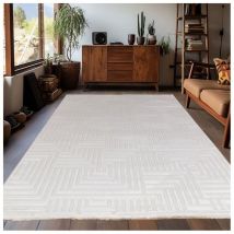 Allotapis - Tapis géométrique design effet 3D Lamego Crème 120x170