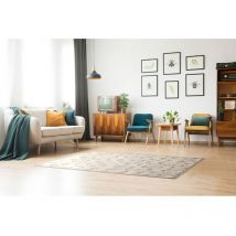 Vivabita - Tapis géométrique moderne laine et viscose Nelle Ivoire 160x230