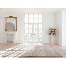 Vivabita - Tapis graphique laine et viscose scandinave Modernina Beige 200x290