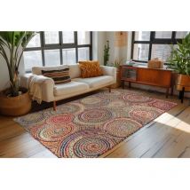Deladeco - Tapis graphique multicolore jute et coton Sumo Multicolore 80x150