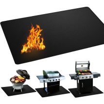 Tapis Ignifuge Devant Cheminée, Tapis De Cheminée Ignifuge, Tapis Ignifuge Pour Cheminée, Poêle, Barbecue, Noir, 152 x 106cm