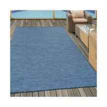 Allotapis - Tapis intérieur et extérieur plat en polypropylène uni Lea Bleu 120x170