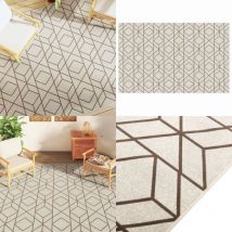 Tapis intérieur extérieur à poils courts 190x300cm antidérapant - Tapis Interieur - Tapis Exterieur - Tapis Design - Tapis Beige - Tapis Géométrique
