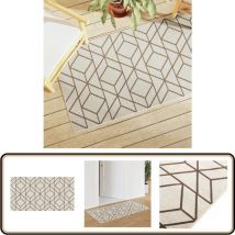 Tapis intérieur extérieur à poils courts 80x150 cm antidérapant - Tapis Interieur - Tapis Exterieur - Tapis Design - Tapis Beige - Tapis Antidérapant