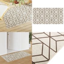 Tapis intérieur extérieur à poils courts 80x150 cm antidérapant - Tapis Interieur - Tapis Exterieur - Tapis Design - Tapis Beige - Tapis Antidérapant