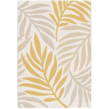 Sweeek - Tapis intérieur/extérieur motif végétal beige et moutarde. polyester recyclé 200 x 290 cm