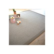 Décoweb - Tapis de salon - Lombok silver - Ganse lin marron taupe - 200 x 290 cm