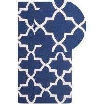 Beliani - Tapis 80 x 150 cm en Laine Bleu et Beige à Motif Fabriqué à la Main Doux Silvan