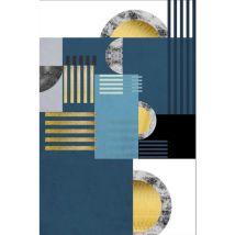 Tapis Jodhpur Bleu Dimensions - 80x150 – Qualité supérieure pour Maison, Appartement, Bureau – Style élégant et durable – Confort optimal, facile à