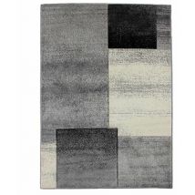 Thedecofactory - joy de luxe - Tapis toucher laineux motifs carrés gris 160x230