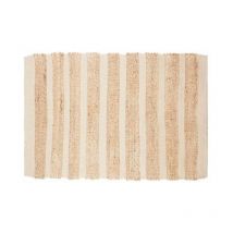 Silumen - Tapis Jute Éthnique Rectangulaire avec Rayures 60x90 cm - Blanc